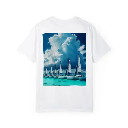Catamarans Sailing Turquoise Ocean Dramatic Sky