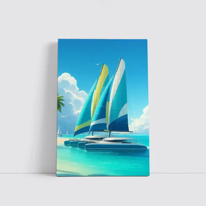 Catamarans Sailing Tropical Blue Ocean Beach