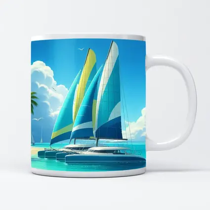 Catamarans Sailing Tropical Blue Ocean Beach