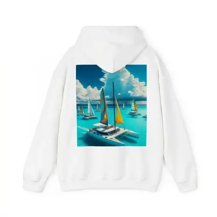 Colorful Catamarans Sailing Turquoise Tropical Ocean