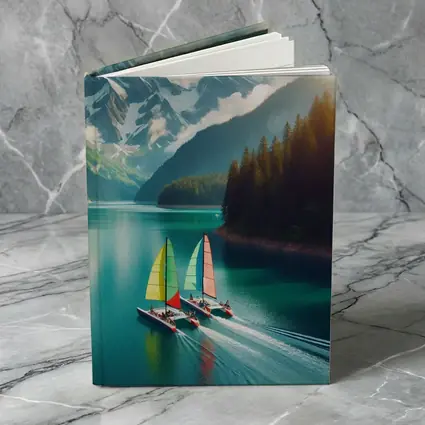 Colorful Sailboats on Turquoise Mountain Lake