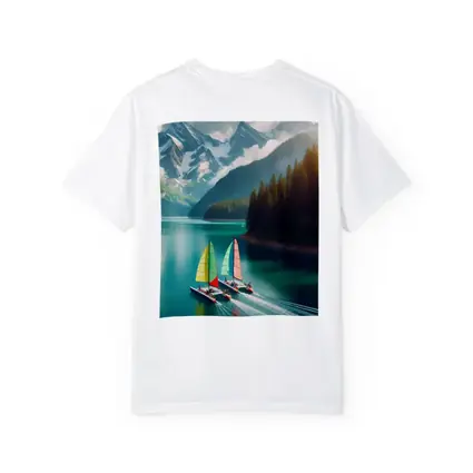 Colorful Sailboats on Turquoise Mountain Lake