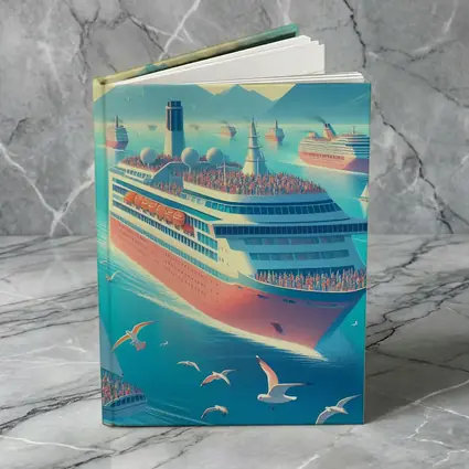Cruise Ships Sailing Blue Ocean Mountains