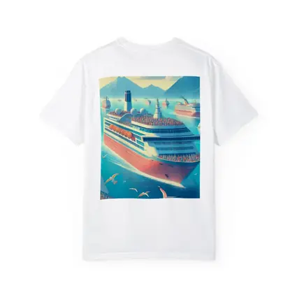 Cruise Ships Sailing Blue Ocean Mountains