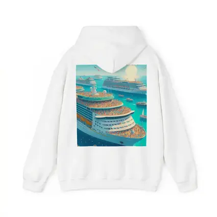 Cruise Ships Crowded Ocean Summer Illustration Art