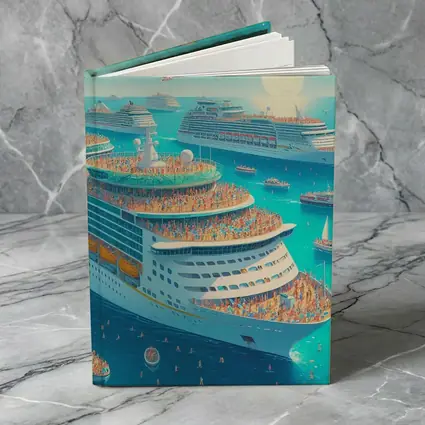 Cruise Ships Crowded Ocean Summer Illustration Art