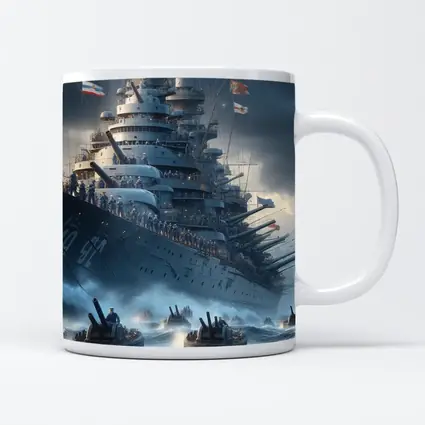 Warship Battleship Stormy Ocean Military Naval Art