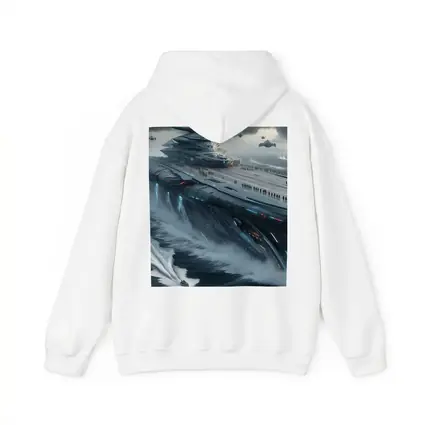 Futuristic Aircraft Carrier Stormy Ocean Scene