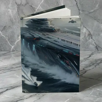 Futuristic Aircraft Carrier Stormy Ocean Scene