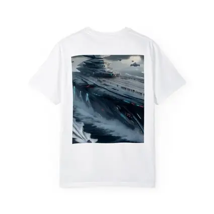 Futuristic Aircraft Carrier Stormy Ocean Scene