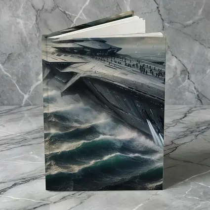 Futuristic Aircraft Carrier Crashing Ocean Waves