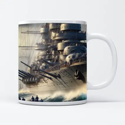 Warship Battleship Sailing Rough Ocean Waves