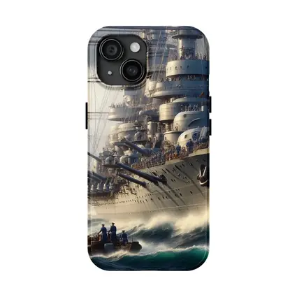 Warship Battleship Sailing Rough Ocean Waves