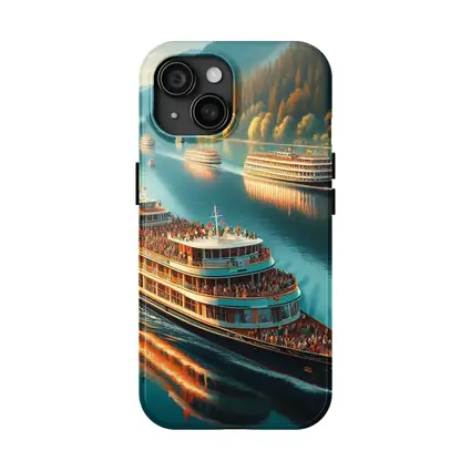 River Cruise Ships Sailing Mountain Lake