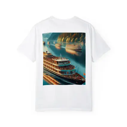River Cruise Ships Sailing Mountain Lake