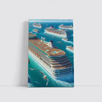 Cruise Ships Sailing Open Blue Ocean