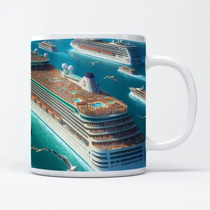 Cruise Ships Sailing Open Blue Ocean
