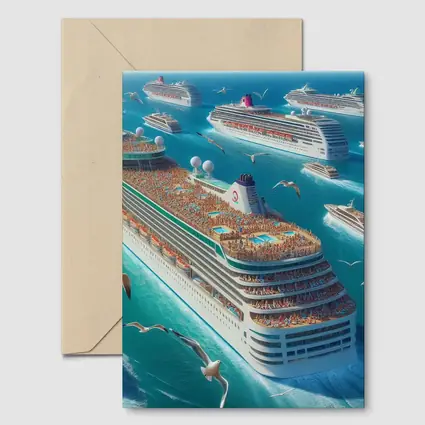 Cruise Ships Sailing Open Blue Ocean