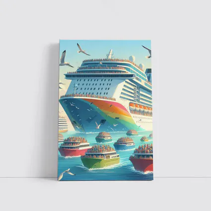 Cruise Ship Rainbow Hull Colorful Ferry Boats