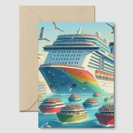 Cruise Ship Rainbow Hull Colorful Ferry Boats