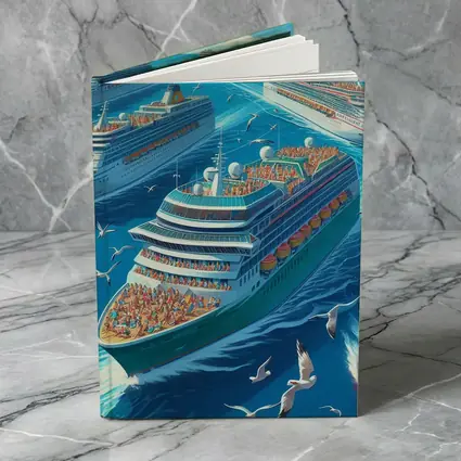 Cruise Ships Ocean Scene Cartoon Art