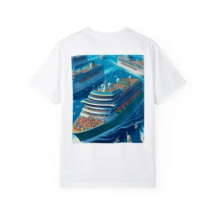 Cruise Ships Ocean Scene Cartoon Art