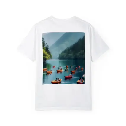 Colorful Rowing Boats Mountain Lake Scene