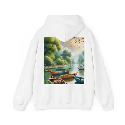 Colorful Wooden Boats River Forest Painting