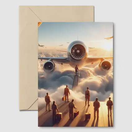 Airplane Above Clouds Golden Sunrise Scene
