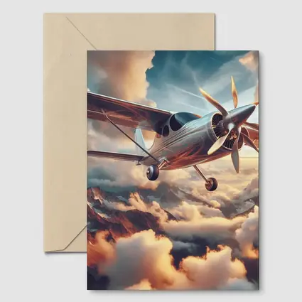 Propeller Plane Flying Above Dramatic Clouds
