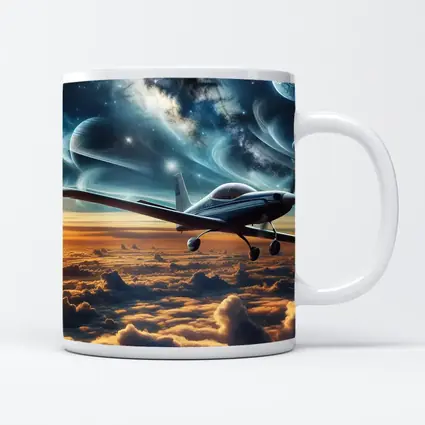 Small Plane Flying Above Clouds Space
