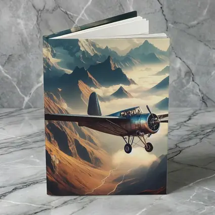 Vintage Propeller Plane Flying Over Mountains