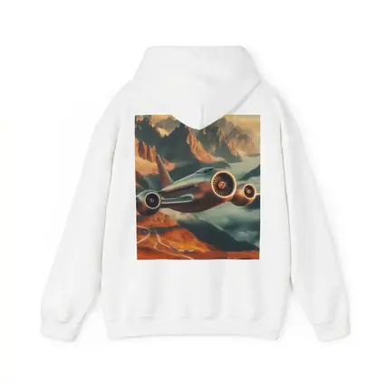 Futuristic Airplane Flying Over Mountain Landscape