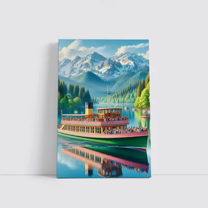 Steamboat Lake Mountain Alpine Landscape Art