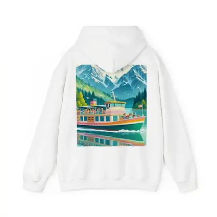 Colorful Ferry Boat Alpine Mountain Lake