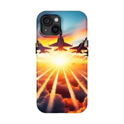 Fighter Jets Flying Into Sunset Sky