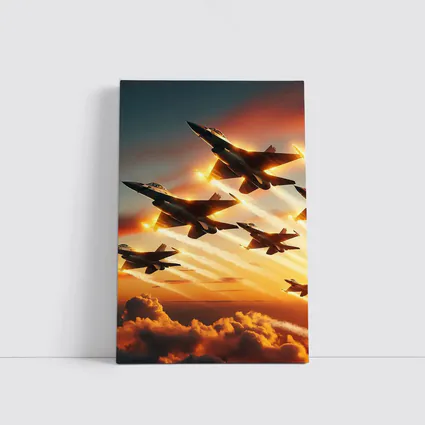 Fighter Jets Flying Over Dramatic Sunset Clouds