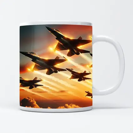 Fighter Jets Flying Over Dramatic Sunset Clouds