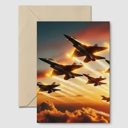 Fighter Jets Flying Over Dramatic Sunset Clouds
