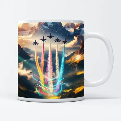 Fighter Jets Colorful Smoke Alpine Mountains
