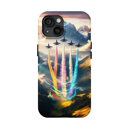 Fighter Jets Colorful Smoke Alpine Mountains