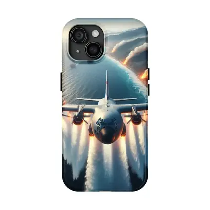 C-130 Hercules Flying Over Coastal Fires