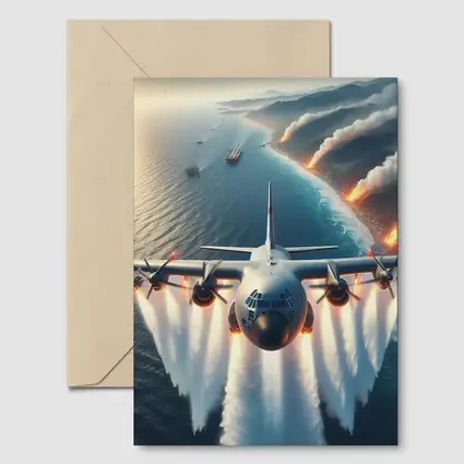 C-130 Hercules Flying Over Coastal Fires
