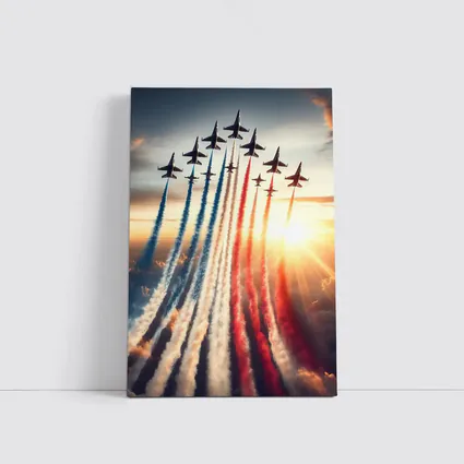 Fighter Jets Red White Blue Smoke Sky
