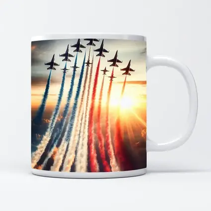 Fighter Jets Red White Blue Smoke Sky
