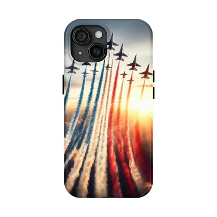 Fighter Jets Red White Blue Smoke Sky