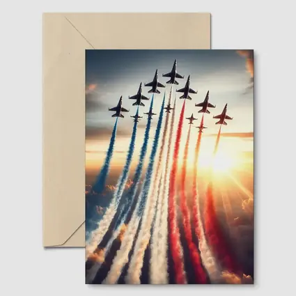 Fighter Jets Red White Blue Smoke Sky