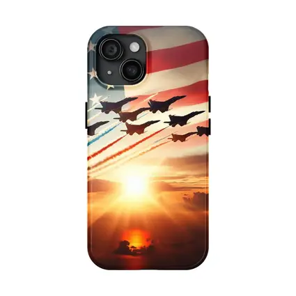 Fighter Jets American Flag Sunset Sky