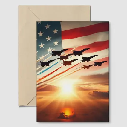 Fighter Jets American Flag Sunset Sky
