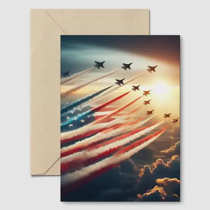 Fighter Jets American Flag Smoke Trail Sky